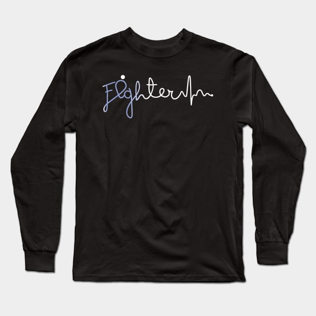 Fighter- Esophageal Cancer Gifts Esophageal Cancer Awareness Long Sleeve T-Shirt by AwarenessClub